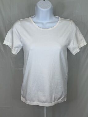 Puma White Fitted Stretch Tee Large Black Logo Athletic NWOT